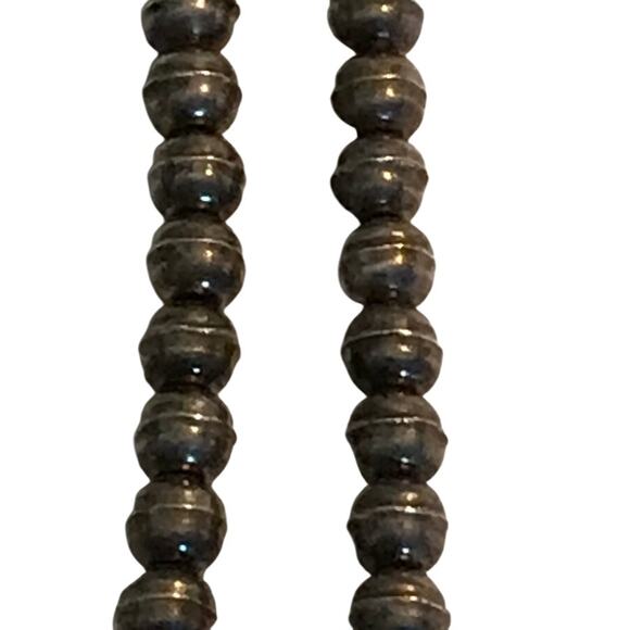 Vintage Squash Blossom Native American Zuni Petit Point Silver Turquoise Neck - Picture 8 of 9